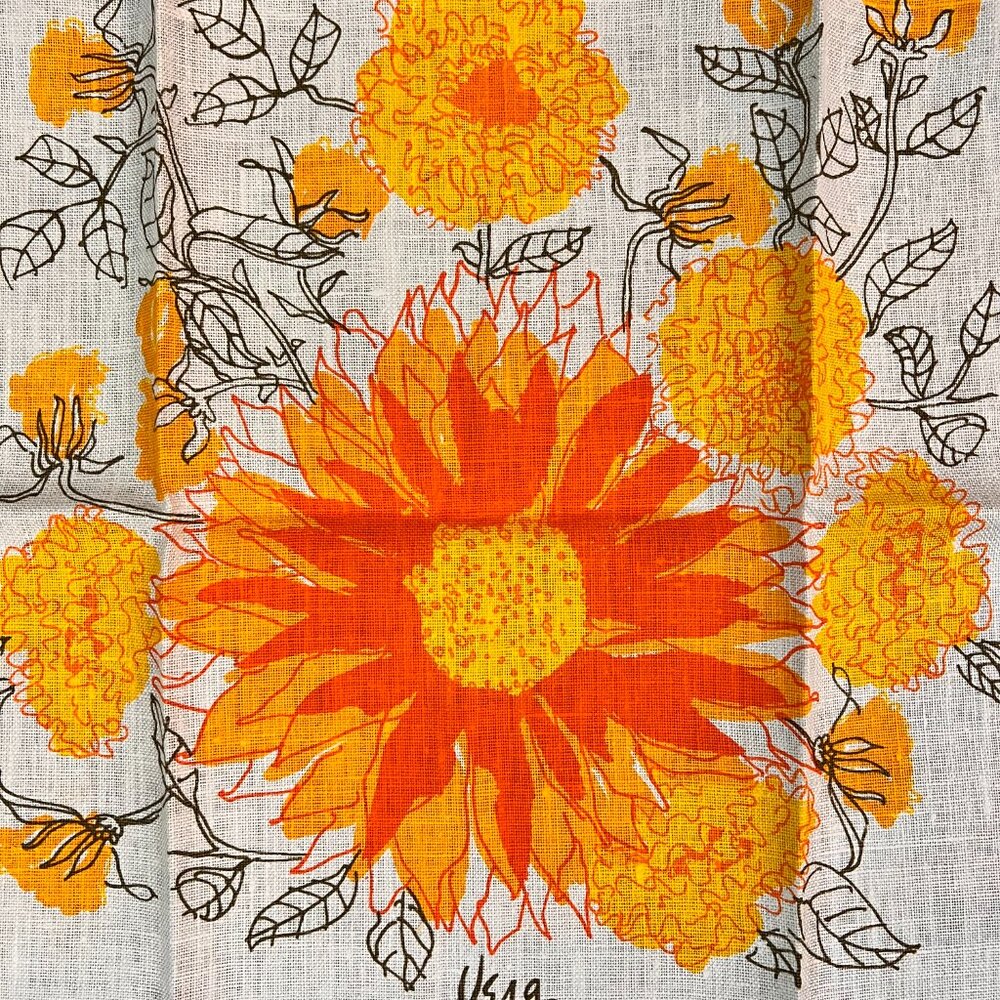 NWOT Vera Neumann Linen Orange Flower Vintage Inspired Towel - Picture 2 of 8